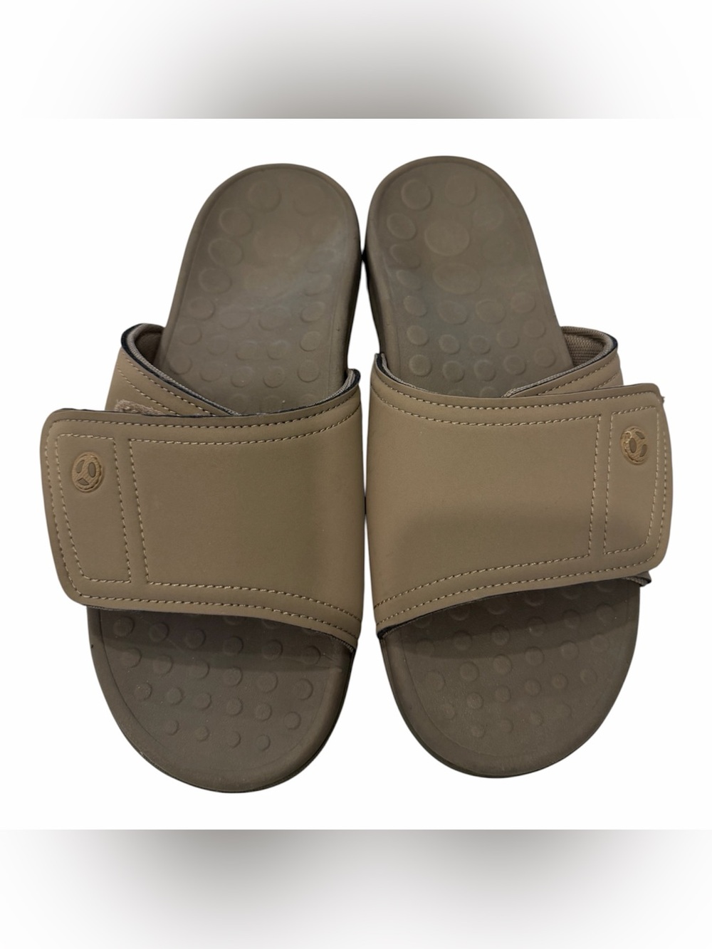 Vionic Kiwi Slide Sandals Men’s Size 8 Taupe Adjustable Comfort